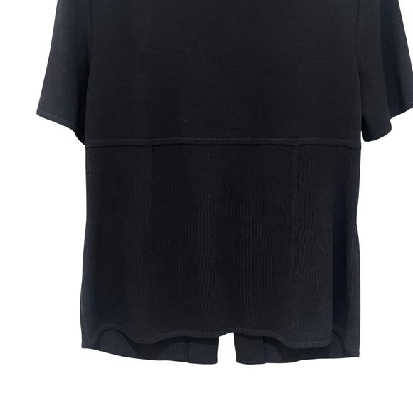 St John Collection Jacket Womens 8 Black Knit Short Sleeve Zip Gold Buttons - Picture 5 of 8